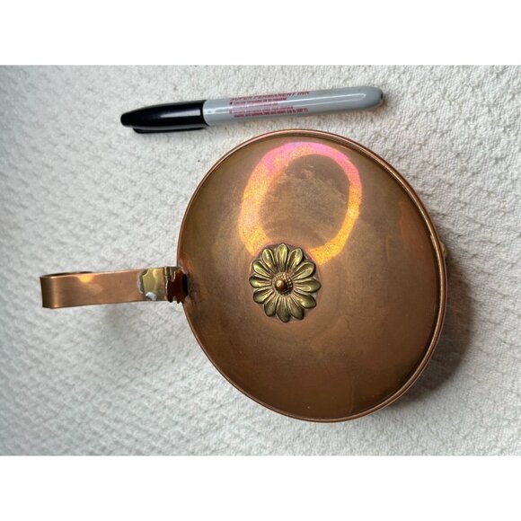 Copper Silent Butler Crumb Catcher Hinge Lid Feet Fireplace Decor Bed Warmer - Picture 4 of 11
